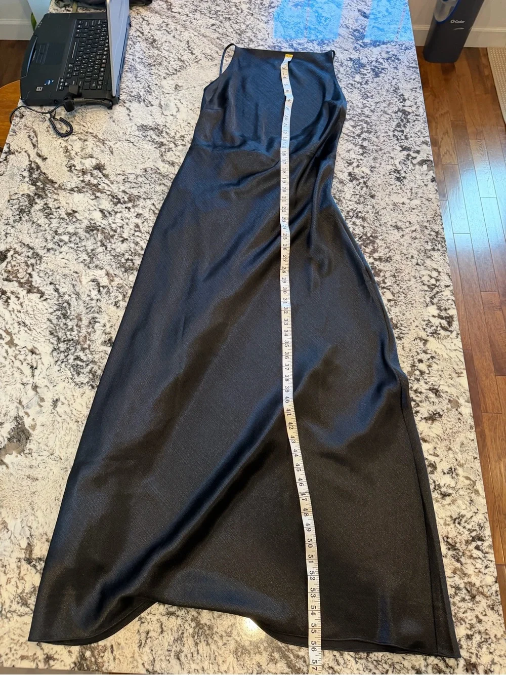 Abercrombie & Fitch Black Satin Maxi Slip Dress